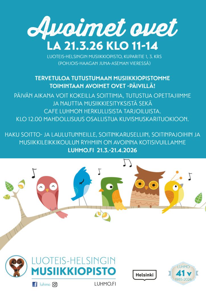 Luoteis-Helsingin musiikkiopiston avoimet ovet 21.3.2026